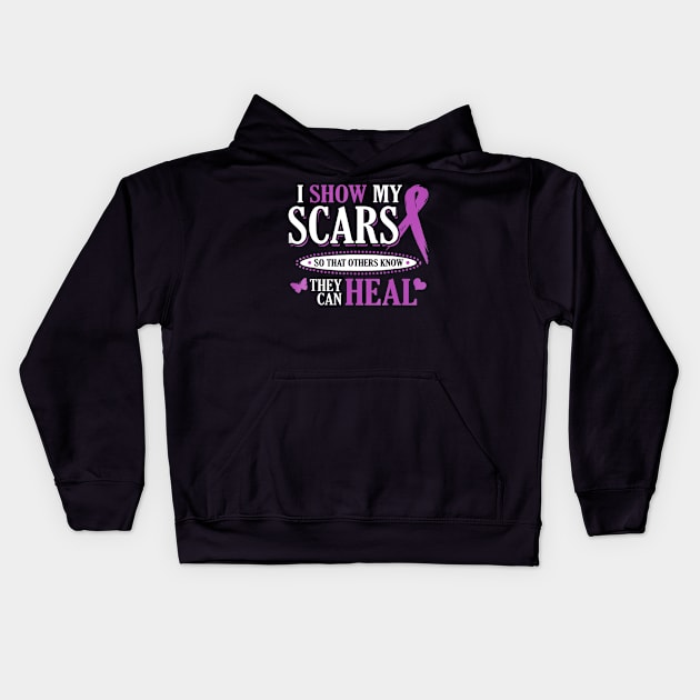 Domestic Violence Awareness Purple Ribbon Kids Hoodie by hony.white